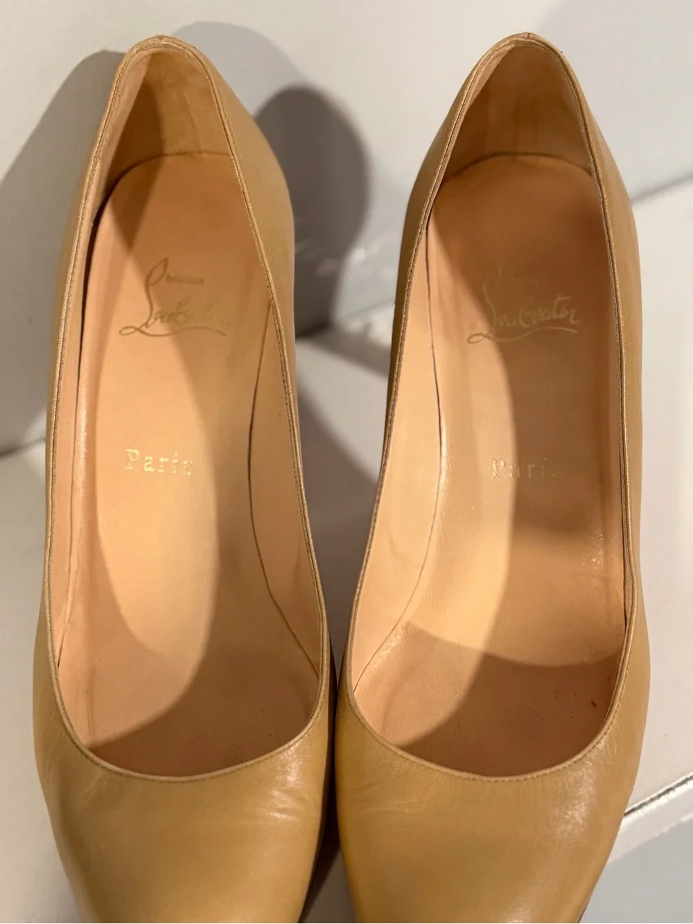 Christian Louboutin Beige Leather Pumps with Red Sole